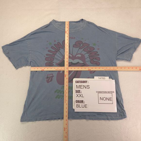 The Rolling Stones Band Crew Neck Short Sleeve T Shirt Mens Size 2XL Blue - Picture 5 of 9